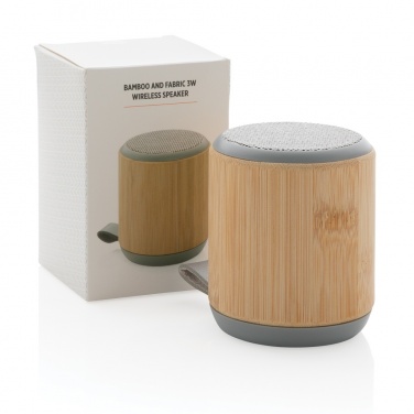 Logotrade promotional gift image of: Bamboo and fabric 3W wireless speaker